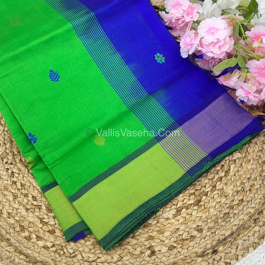 Semi Silk Cotton Saree - Green & Blue Combo - VVSSC001