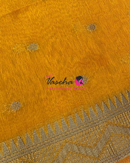 Semi Jute Silk Saree - Green With Yellow Shade- VVSJS002