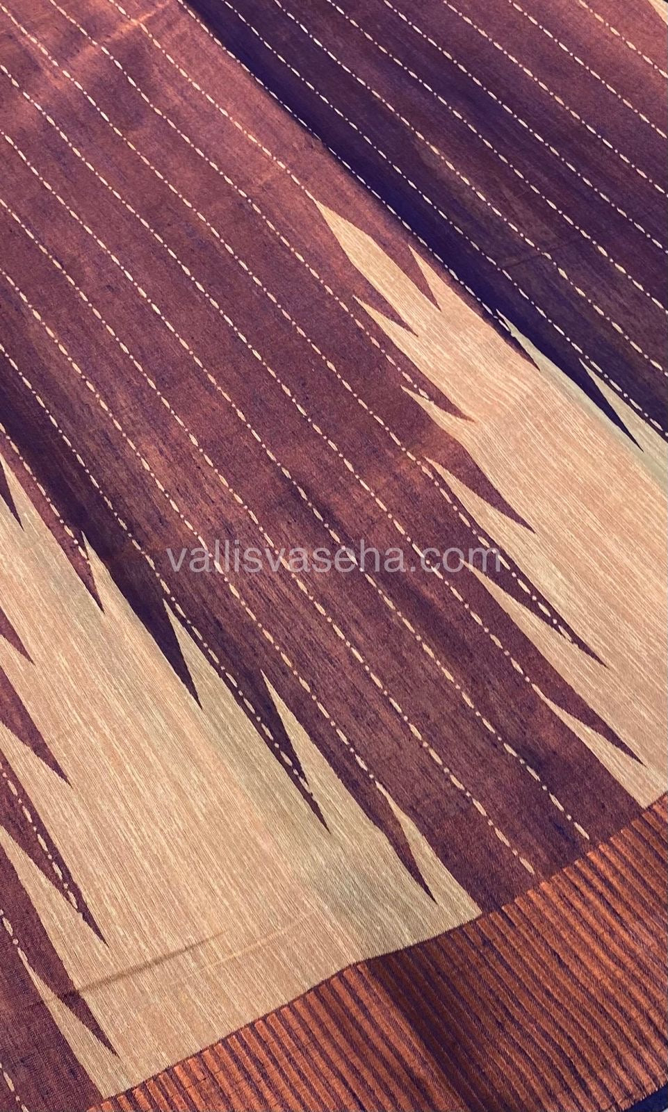 Semi Tussar Silk - Temple border - Violetish Blue Shade - VVSTS001