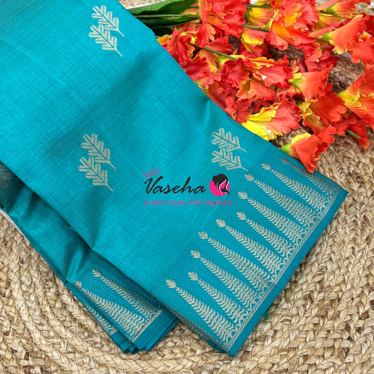 Semi Tussar Silk Saree | Blue Shade |VVSTS050