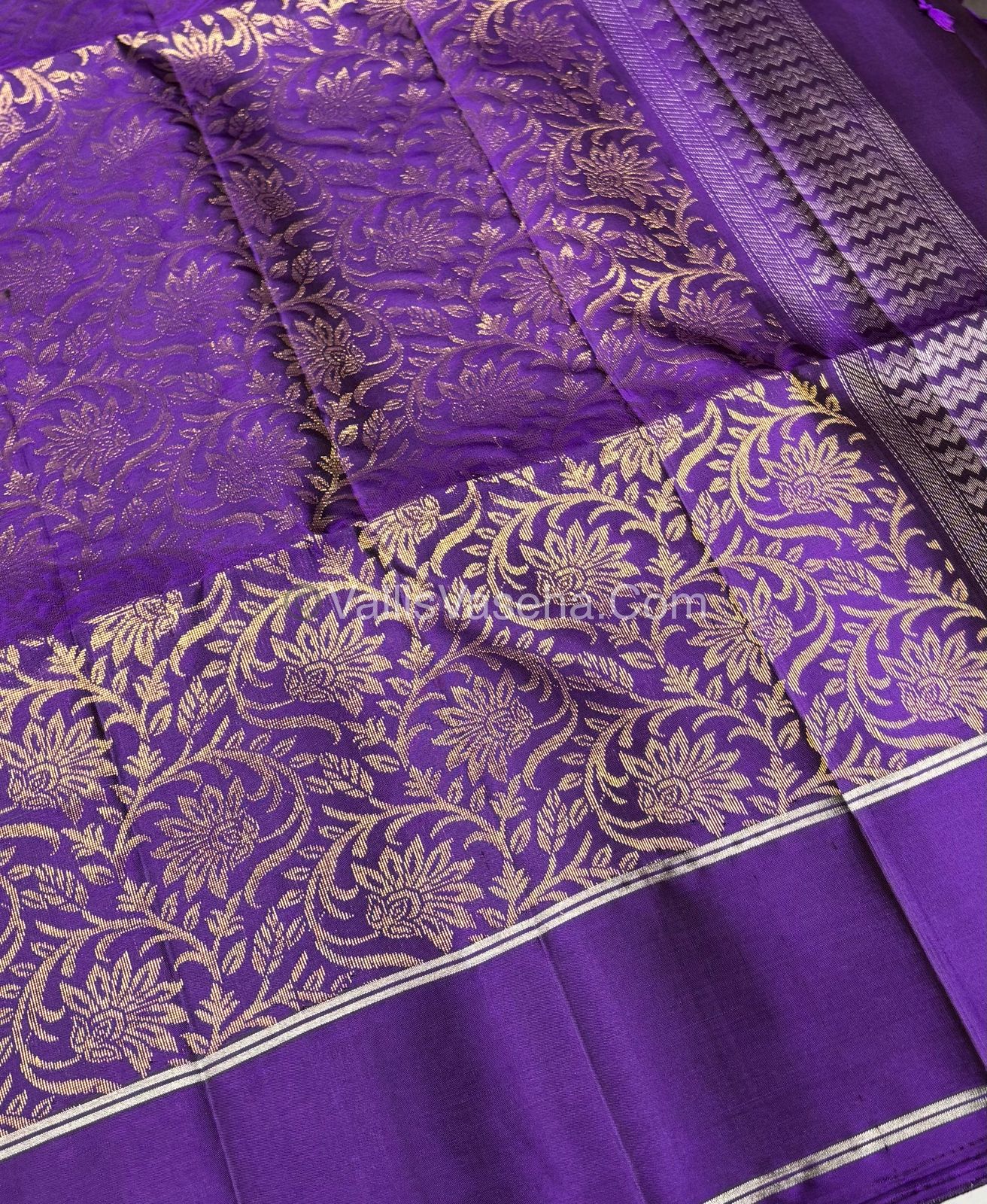 Pure Soft Silk Saree  - Teal & Purple Combo - VVPSS055