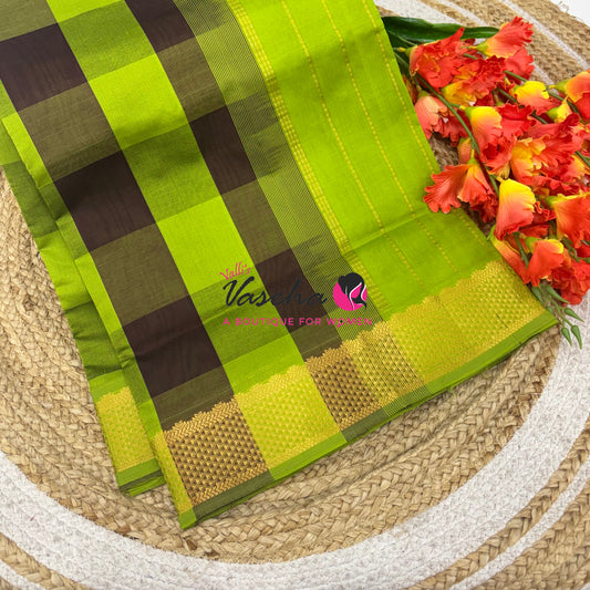 Semi Silk Cotton Saree |Pazhum Pazhamum Checks Design |VVSSC020