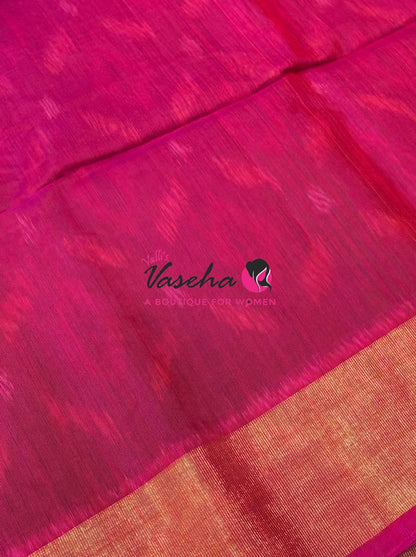 Pochampally Silk Cotton Saree - Grey & Pink Shade - VVPPS001