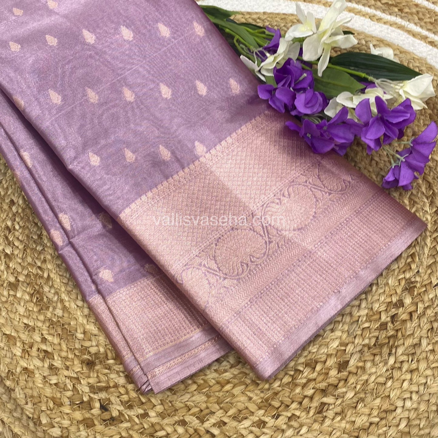 Semi Bridal Tissue Sarees - Light Lilac mixed Pink Shade - VVSBT002