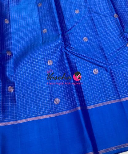 Pure Kanchipuram Silk Saree - Blue Shade - VVPS100