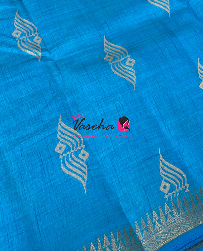 Semi Tussar Silk Saree | Blue Shade |VVSTS072