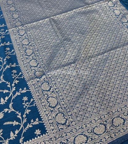 Banarasi - Heritage Silk - Semi Kathan Silk - Dark Blue Shade- VVBHS001