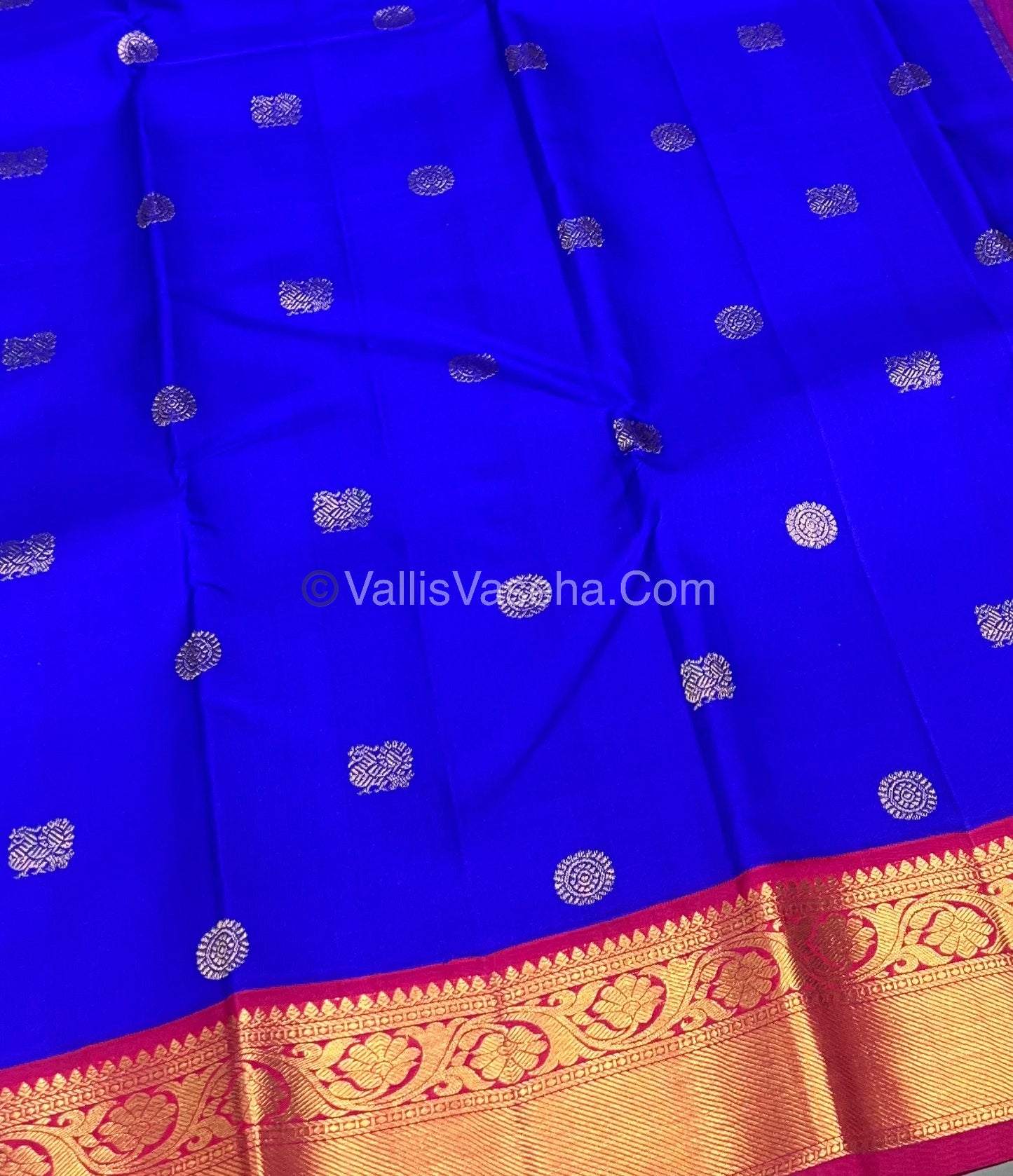 Pure Kanchipuram Silk Saree - Blue & Pink Combo - VVPS014