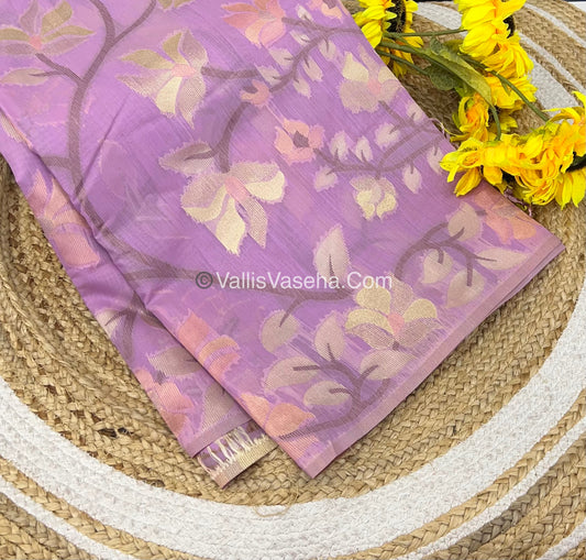 Semi Raw Silk with Jamdhani Design Weaving - Lilac / Light Lavendar shade - VVRS001