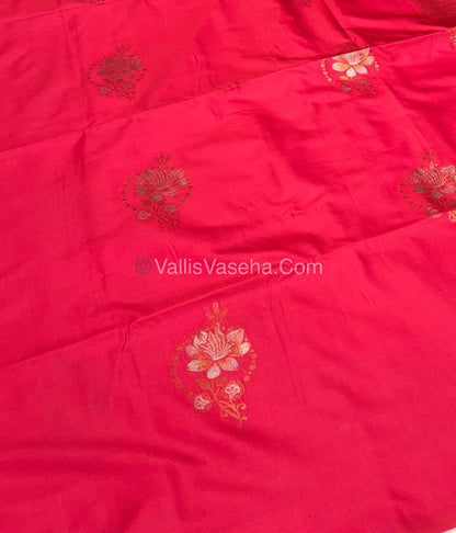 Semi Soft Silk - Border less  - Red Shade -VVSSS007