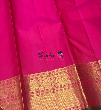 Pure Kanchipuram Silk Saree - Vairavoosi Design  - Dark Pink Shade - VVPS059