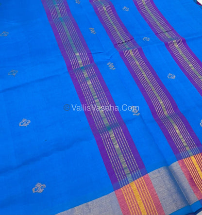 Semi Silk Cotton Saree - Purple & Blue Combo - VVSSC001