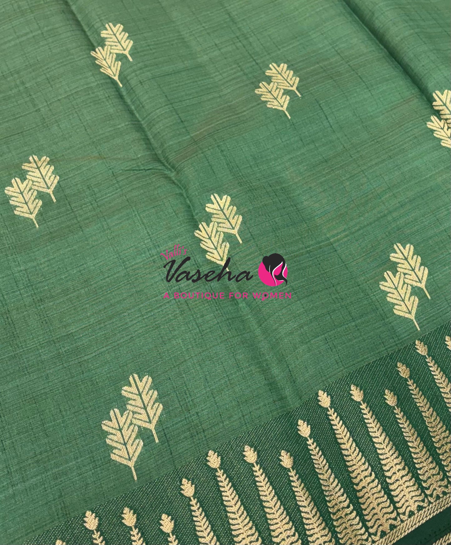 Semi Tussar Silk Saree | Green Shade |VVSTS050
