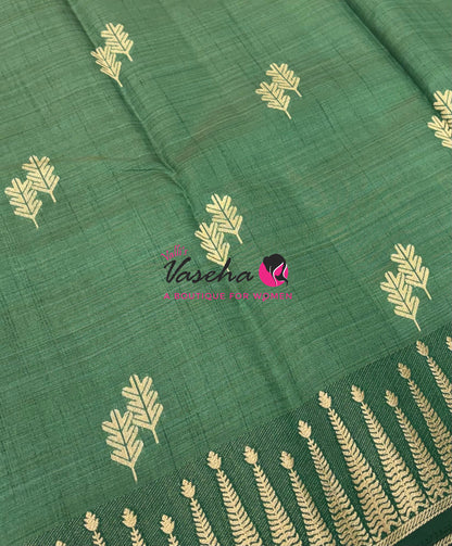 Semi Tussar Silk Saree | Green Shade |VVSTS050