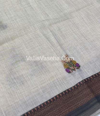 French Knot - Tissue Saree - Cream With Grey Shade - VVLFN005