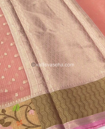 Kota Saree - Paithani Border - Peach with Pink - VVKPS001
