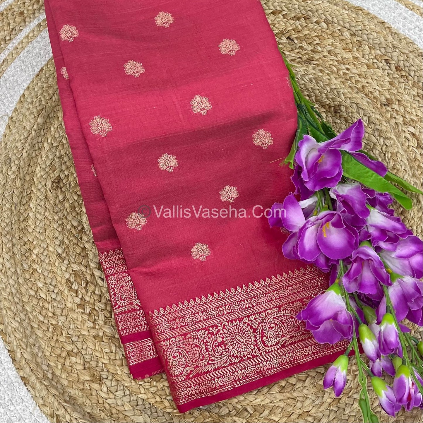 Semi Tussar Silk Saree | Reddish Pink shade |VVSTS044