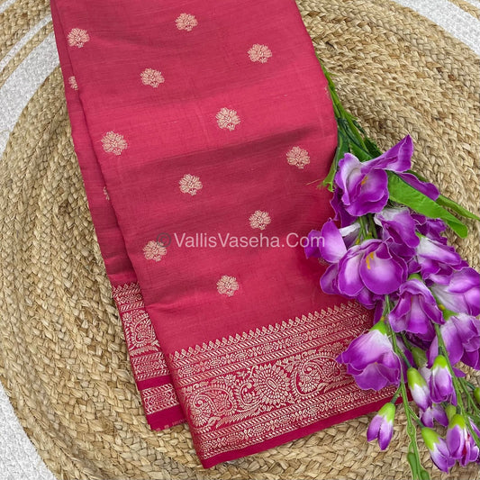 Semi Tussar Silk Saree | Reddish Pink shade |VVSTS044