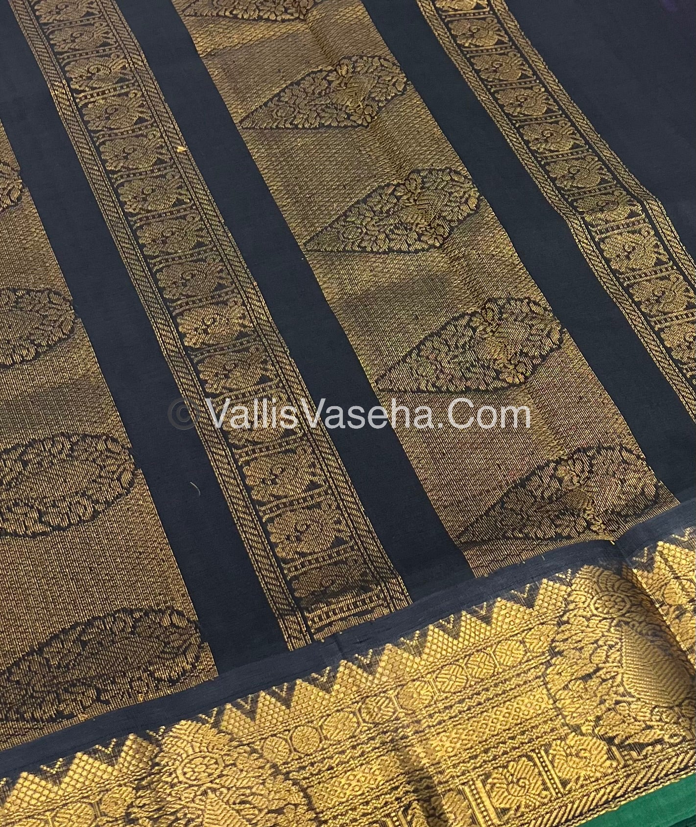 Pure Korvai Silk Cotton Saree - Purplish Pink with Black - VVKSC019