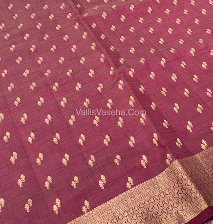 Semi Tussar Silk - Grand Pallu  - Wine Shade - VVSTS021