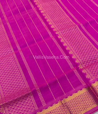 Semi Silk Cotton Saree - Blue With Pink Shade - VVSSC004