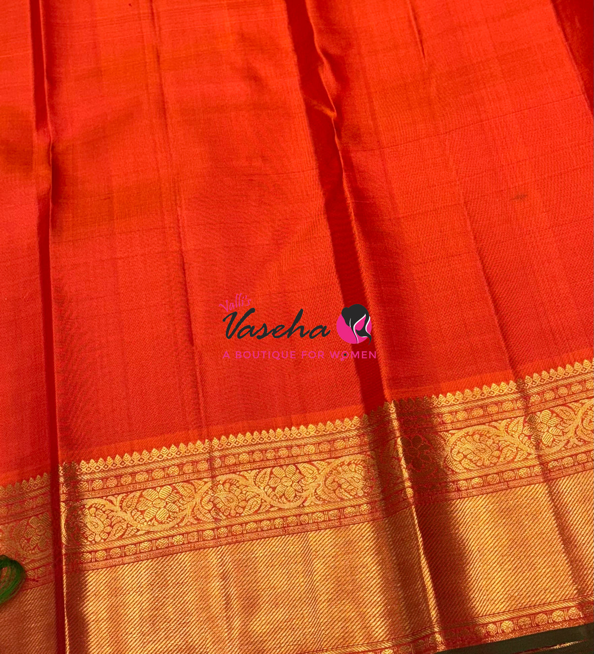 Pure Kanchipuram Silk Saree - Vairavoosi Design  - Orange Shade - VVPS059