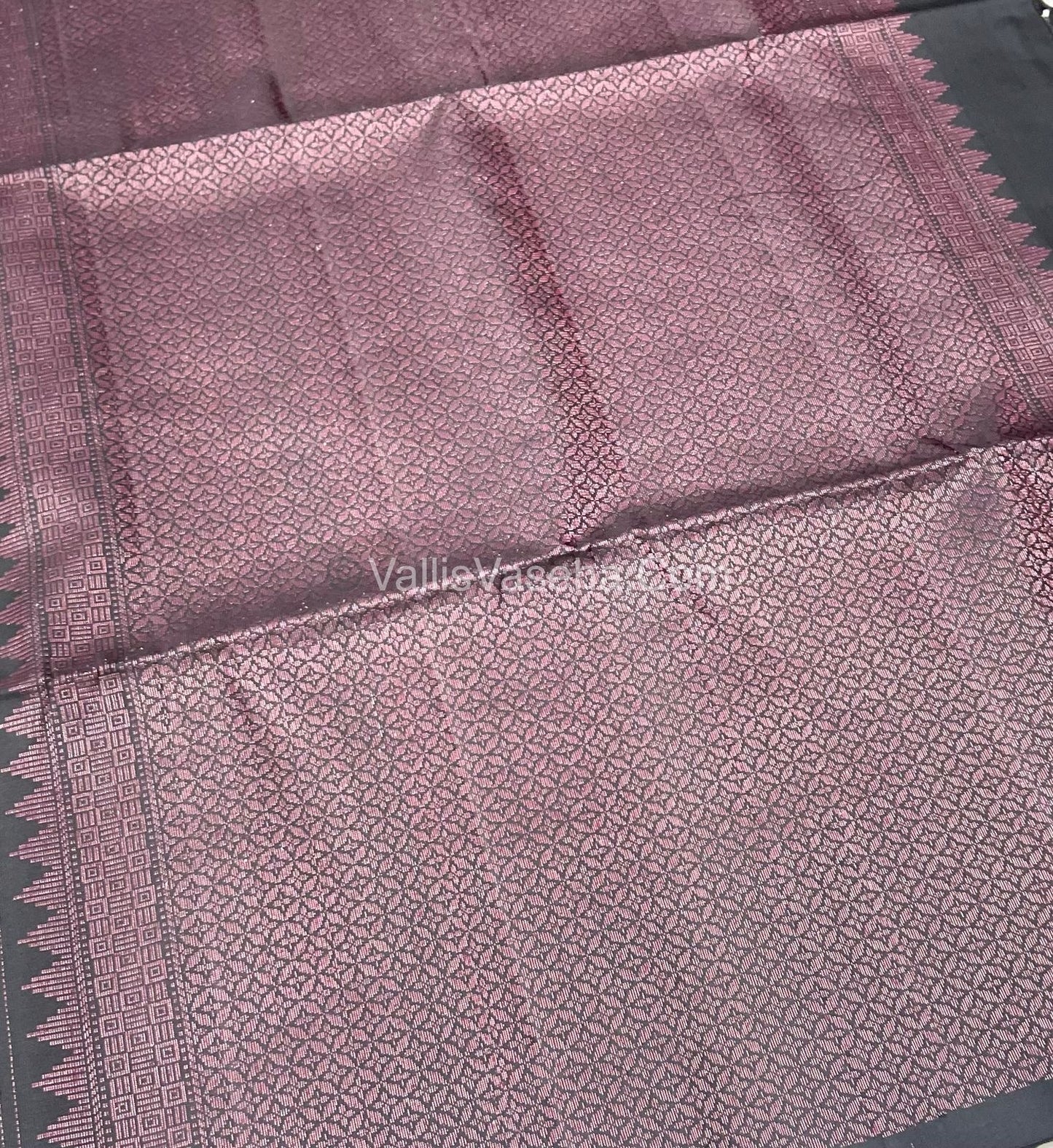 Pure Soft Silk Saree - Antique Zari - Border Less - Black - VVPSS037
