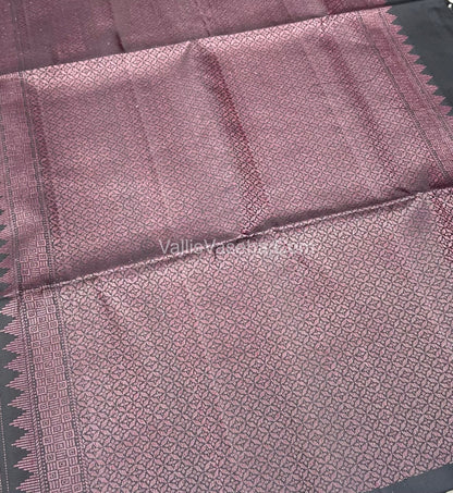 Pure Soft Silk Saree - Antique Zari - Border Less - Black - VVPSS037