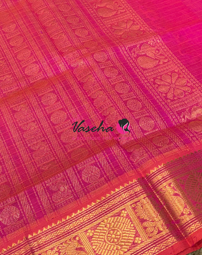 Pure Silk Cotton Saree - Light Purple  With Pink Shade - Lakshadeepam Design - VVPLD001