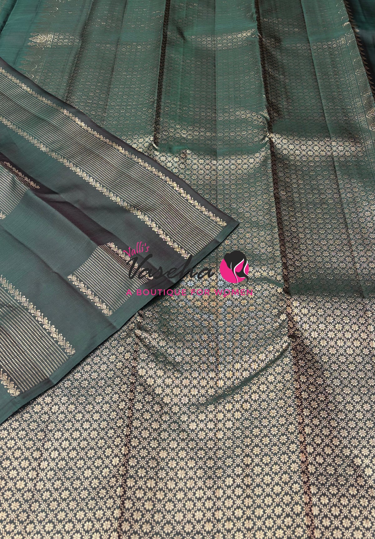 Pure Kanchipuram Silk Saree - Green Shade - VVPS054