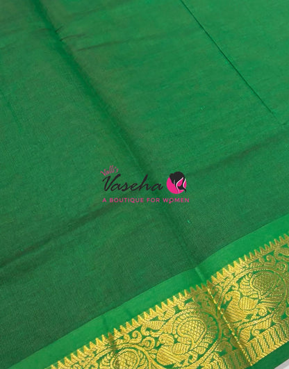 Semi Silk Cotton Saree - Small Round with Zari Butta  -  VVSSC014