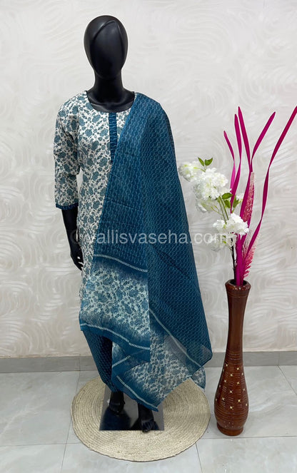 Ready Made - Semi Patiyala 3(pc) Set - Printed Cotton - VVRSP001