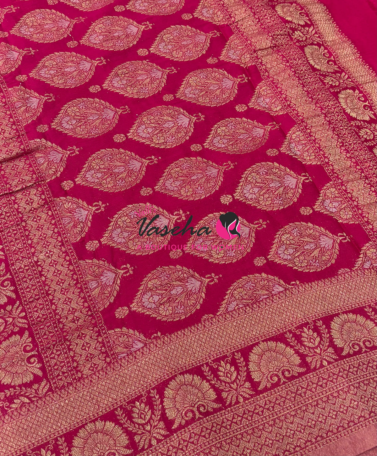 Banarasi Georgette Saree - Purple With Pink Combo - VVBGS002