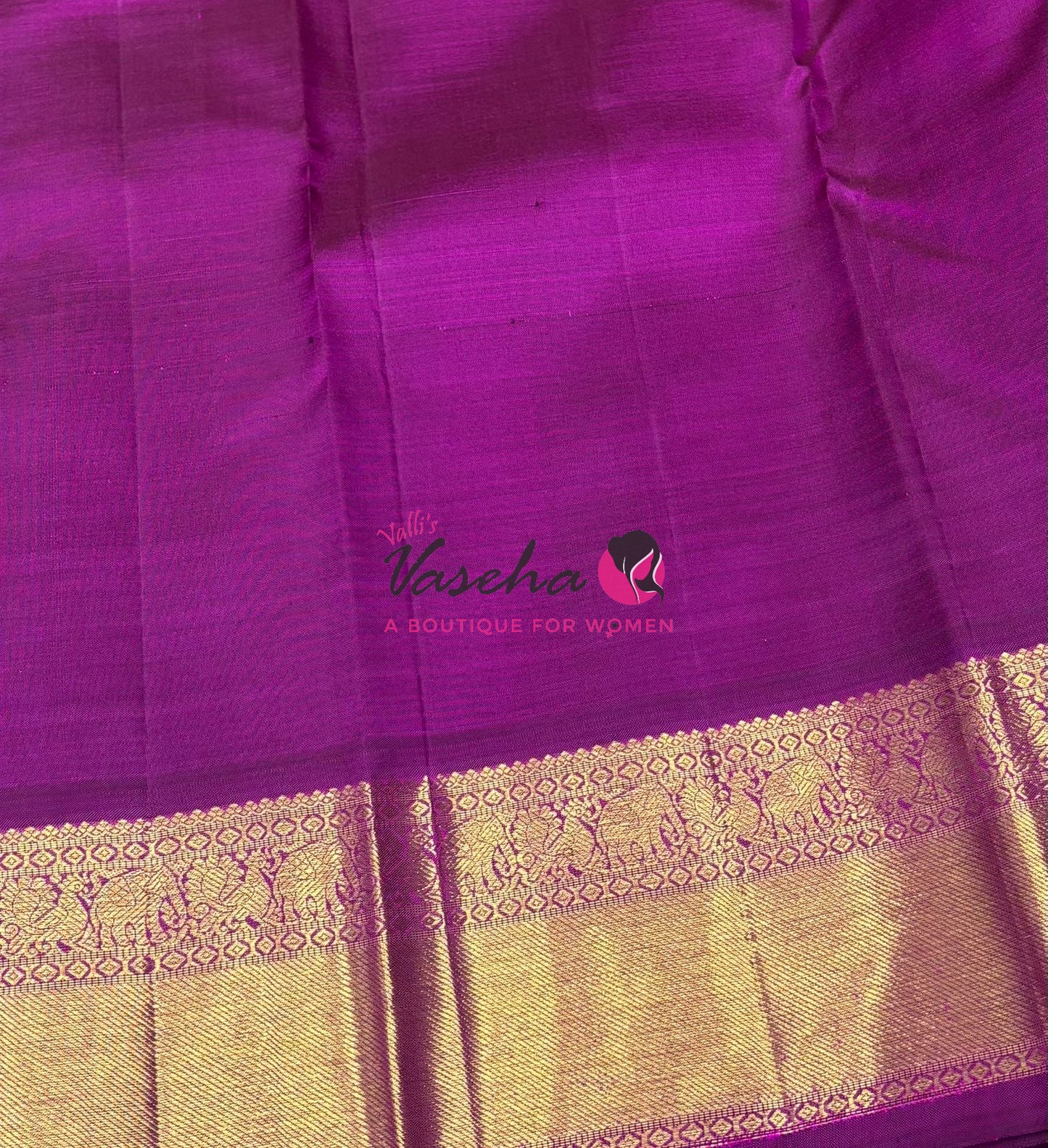 Pure Kanchipuram Silk Saree - Dual Tone Pink & Purple Shade  - VVPS022