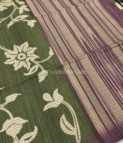 Art Tussar / Art Silk - Green & Brown - VVATS003