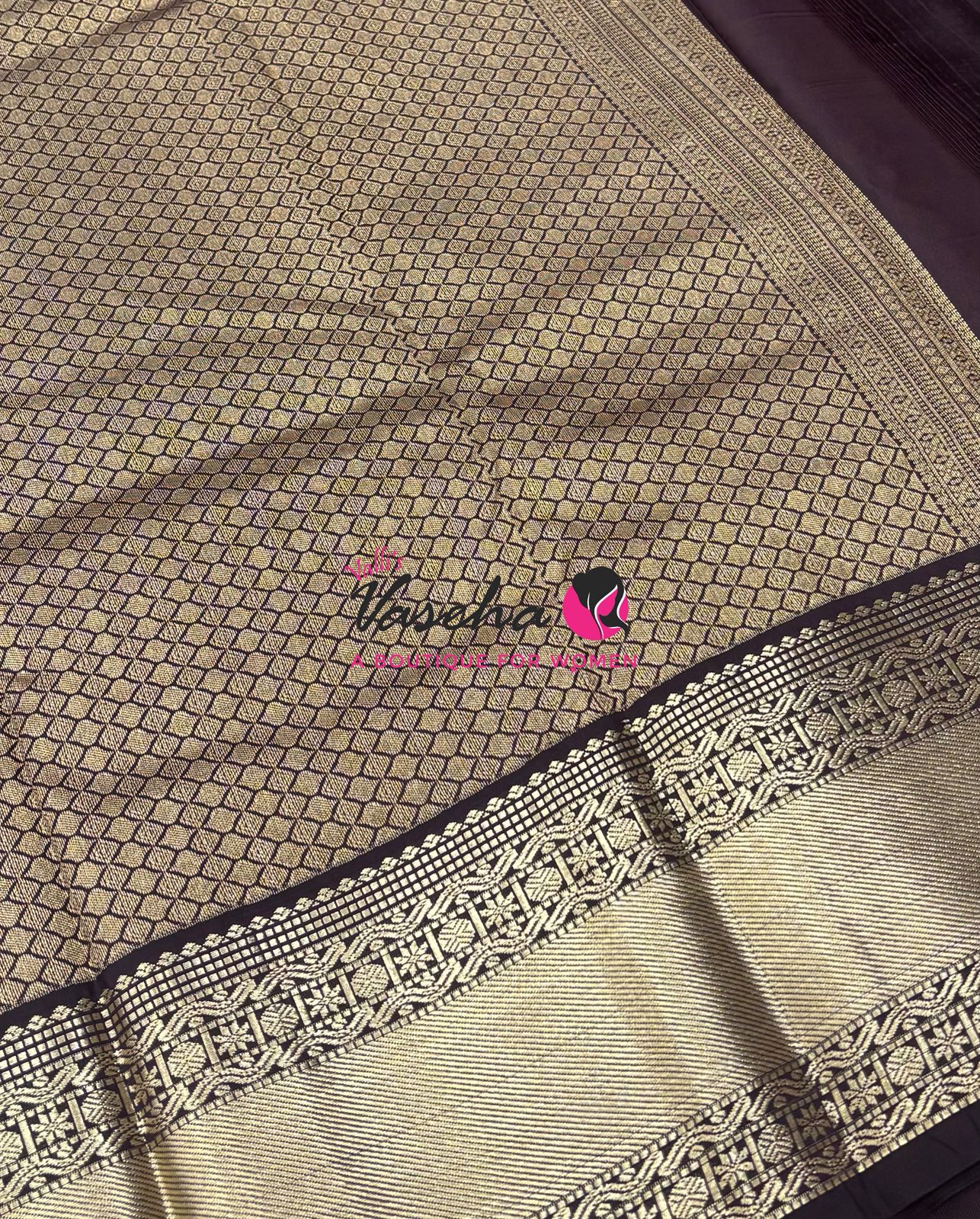Semi Kanchi Silk  - Red & Brown - VVSKS007