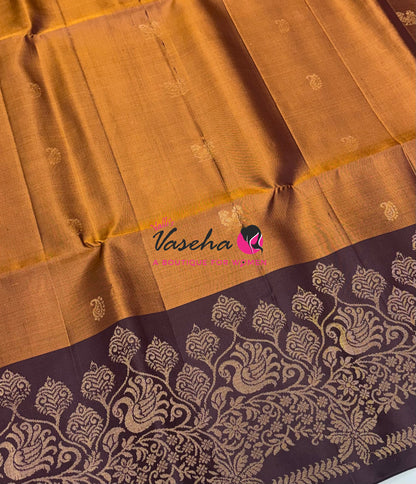 Pure Soft Silk Saree - Rust Orange & Wine Brown - VVPSS119