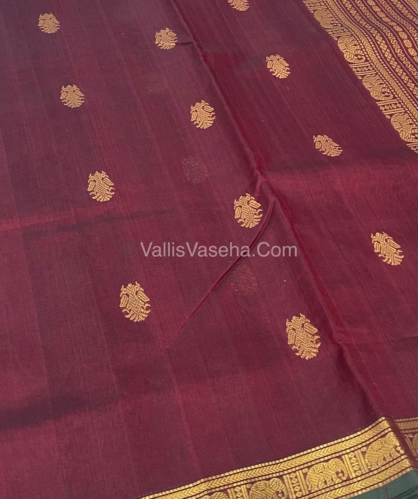 Pure Silk Cotton Saree - Retta Mayil Design - VVRMS001