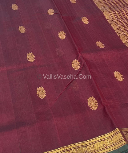 Pure Silk Cotton Saree - Retta Mayil Design - VVRMS001