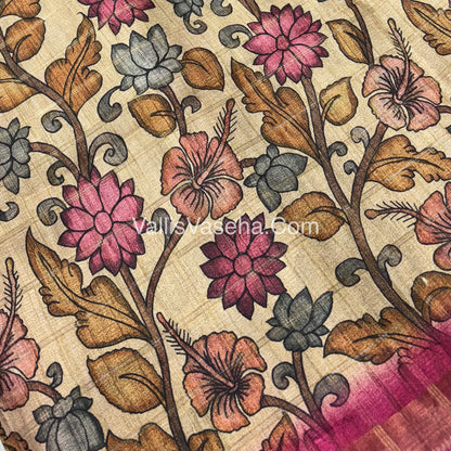 Semi Gicha Tussar Saree - checks pattern - VVSGT001