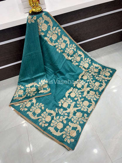 Semi Raw Silk with embroidery work - VVSRS001