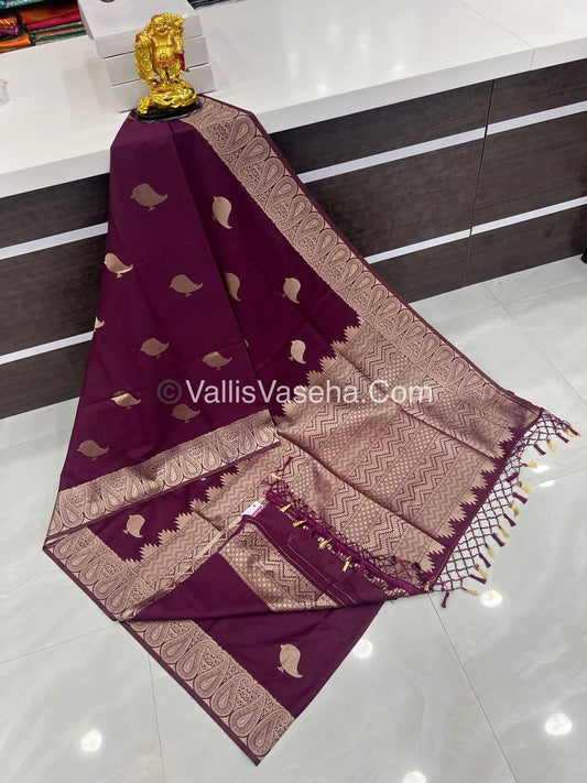 Banarasi - Heritage Silk - Semi Kathan Silk - Wine Shade - VVBHS005