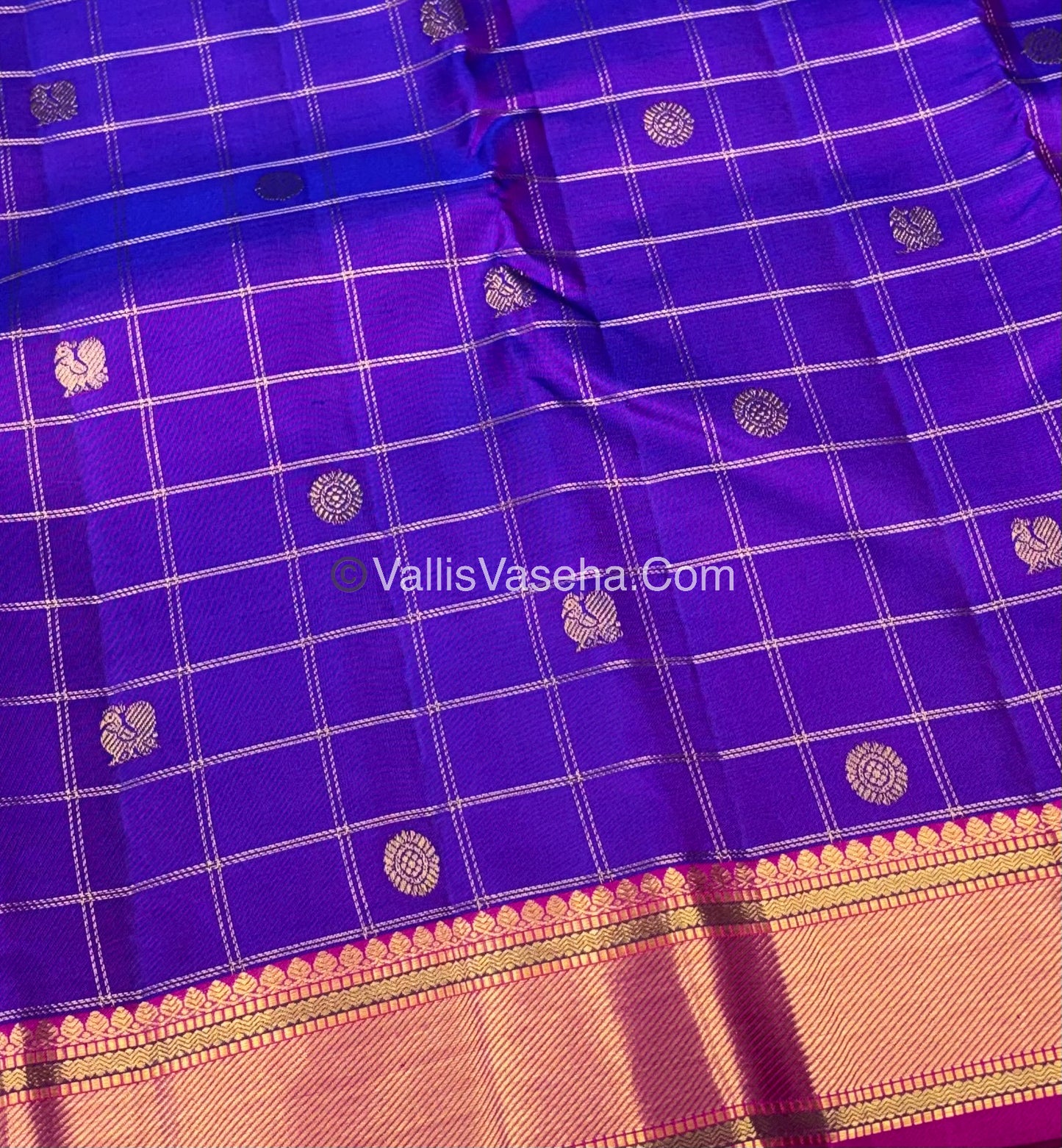 Pure Vintage Korvai Kanchipuram Silk Saree - Purple & Pink Combo - VVPS021