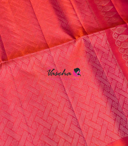 Pure Soft Silk Saree  - Purple With Peach Combo - VVPSS139