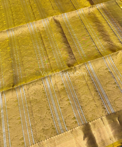 Pure Soft Silk Saree - Kanchi Border - Purple & Yellow Combo - VVPSS057