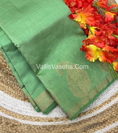 Semi Tussar Silk  - Pista Green Shade - Small Mango Butta - VVSTS002