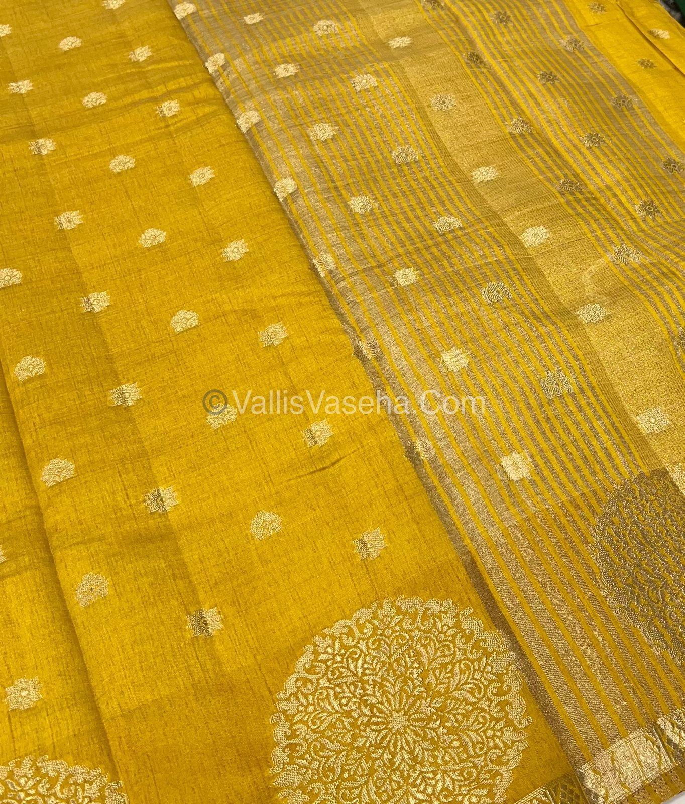 Semi Tussar Silk Saree - Mustard Yellow shade - VVSTS035