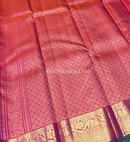 Pure Kanchipuram Silk Saree - Peachish Pink - VVPS011