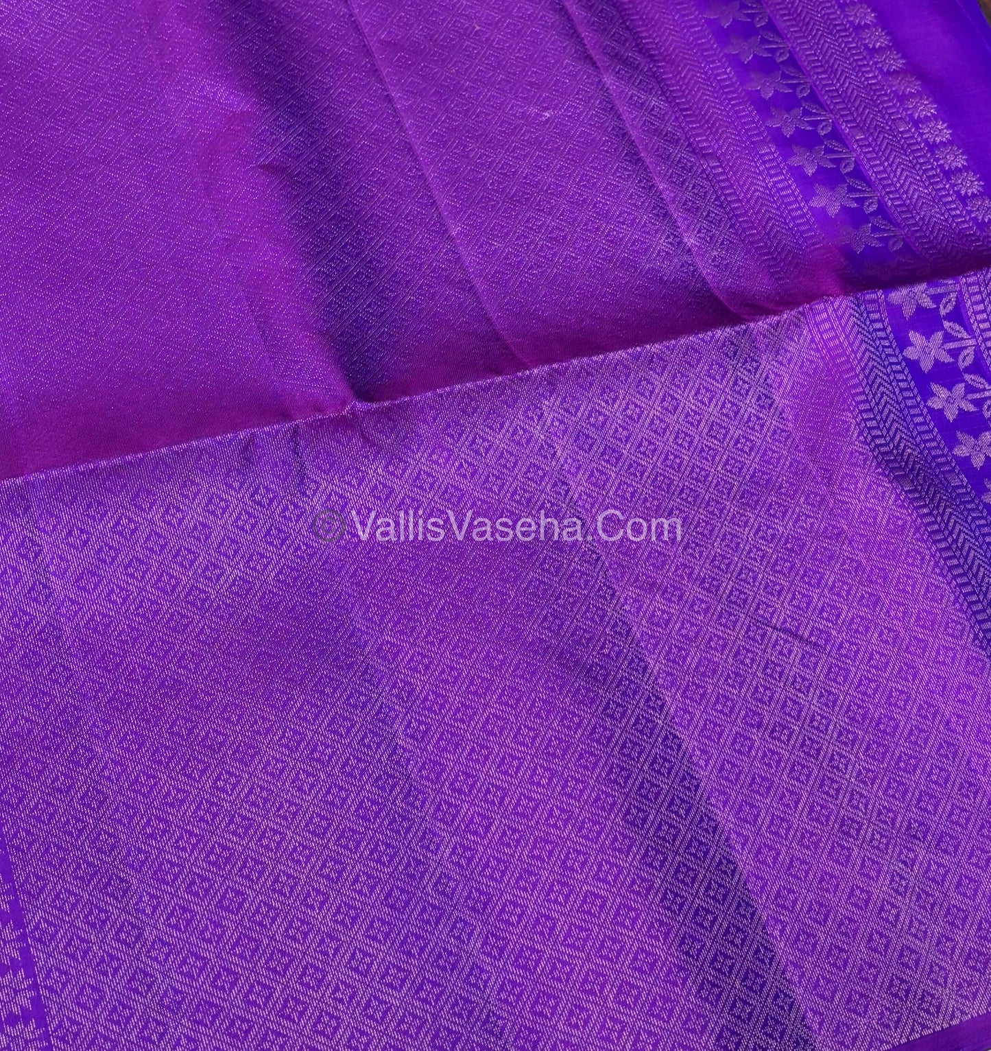 Pure Soft Silk Saree - Dual Tone Grey With Purple - VVPSS072