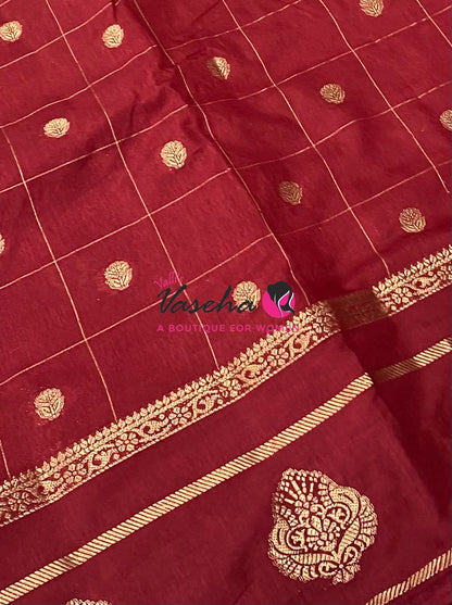 Semi Tussar Silk Saree | Maroon Shade |VVSTS060